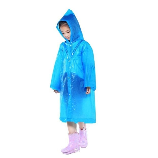 Pelerina de Ploaie, pentru Copii 100-145 cm, din EVA, Impermeabila, Inchidere cu Capse, Albastru