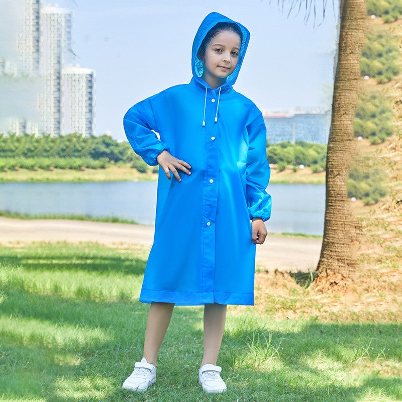 Pelerina de Ploaie, pentru Copii 100-145 cm, din EVA, Impermeabila, Inchidere cu Capse, Albastru