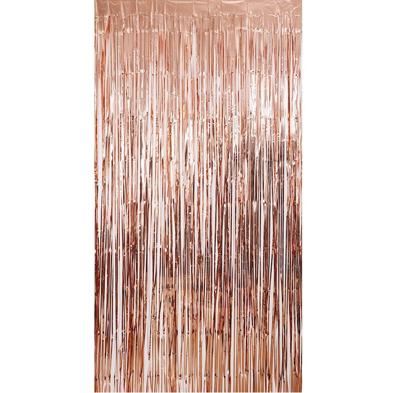 Perdea Franjurata, Model Decor Petrecere, pentru Fundal de Poze, Amenajare Colorata a Petrecerii, Dimensiune 100x200 cm, Roz Auriu