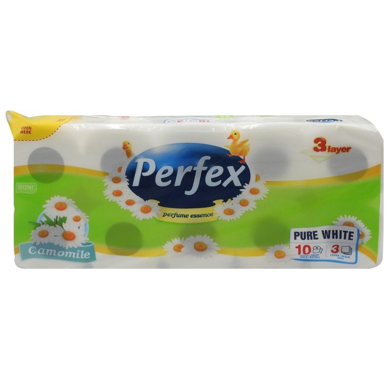 Perfex Hartie Igienica 3STR 10 buc Camomile