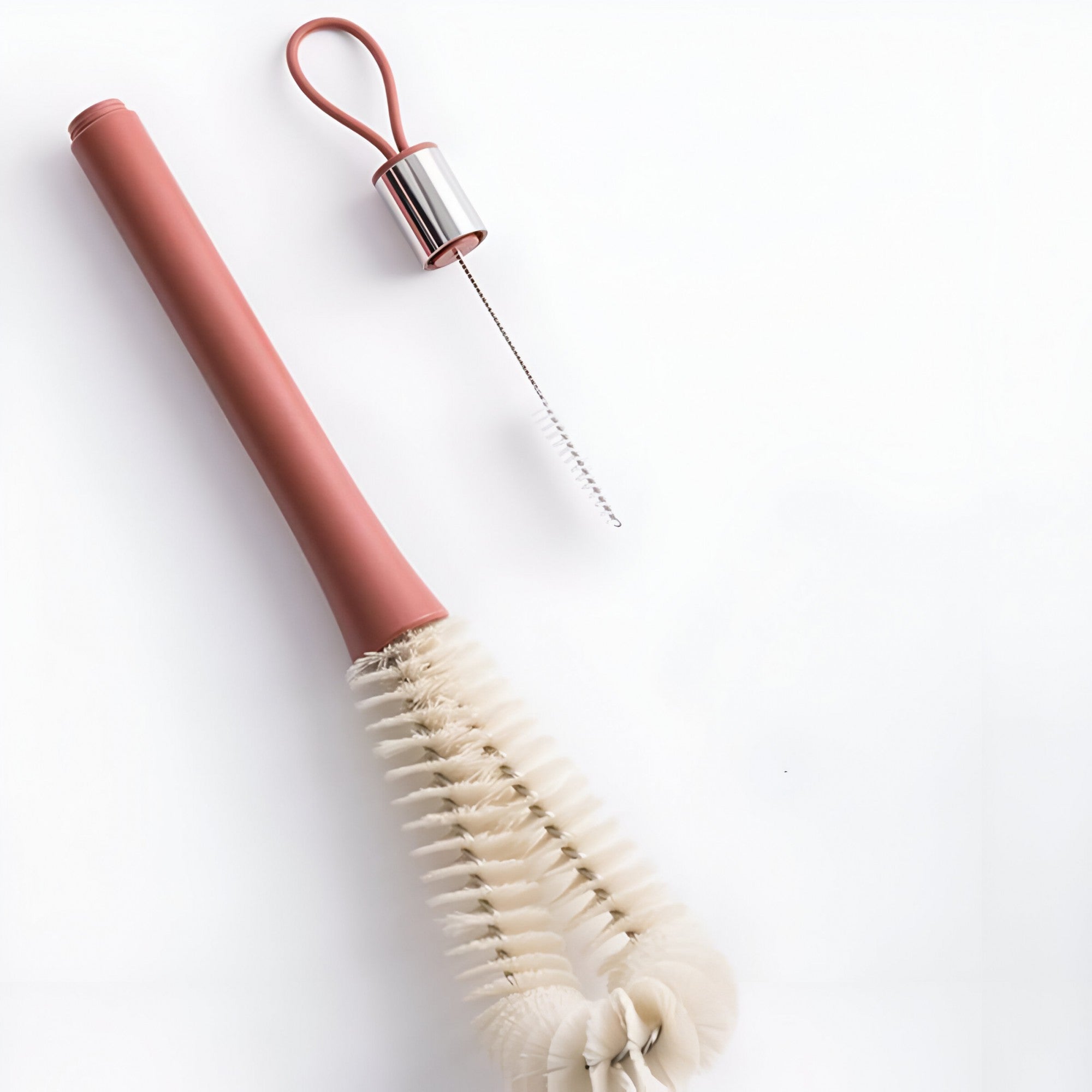 Perie de Curatat Pahare, Sticle, Biberoane, cu Maner Lung, Uz Casnic, Silicon, Ergonomic, 3.9x5.4x38.5cm, Rosu