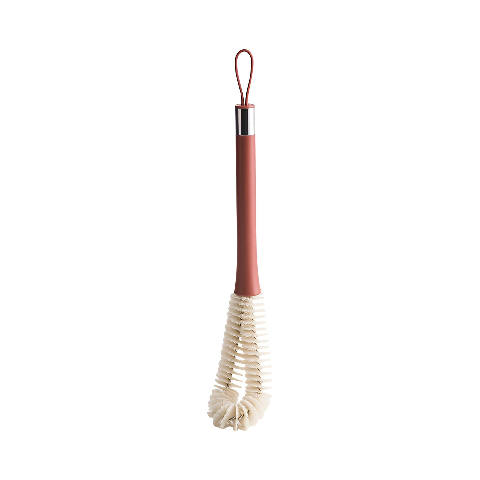 Perie de Curatat Pahare, Sticle, Biberoane, cu Maner Lung, Uz Casnic, Silicon, Ergonomic, 3.9x5.4x38.5cm, Rosu