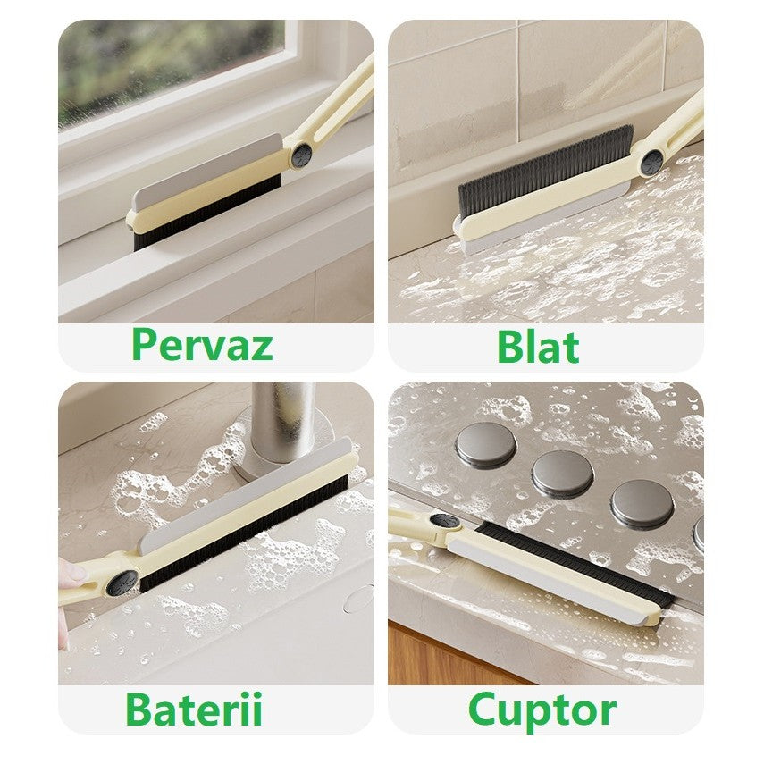 Perie Multifunctionala si Stergator, Pentru Spatii Greu Accesibile, 24.7 x 4.5 cm, Alb