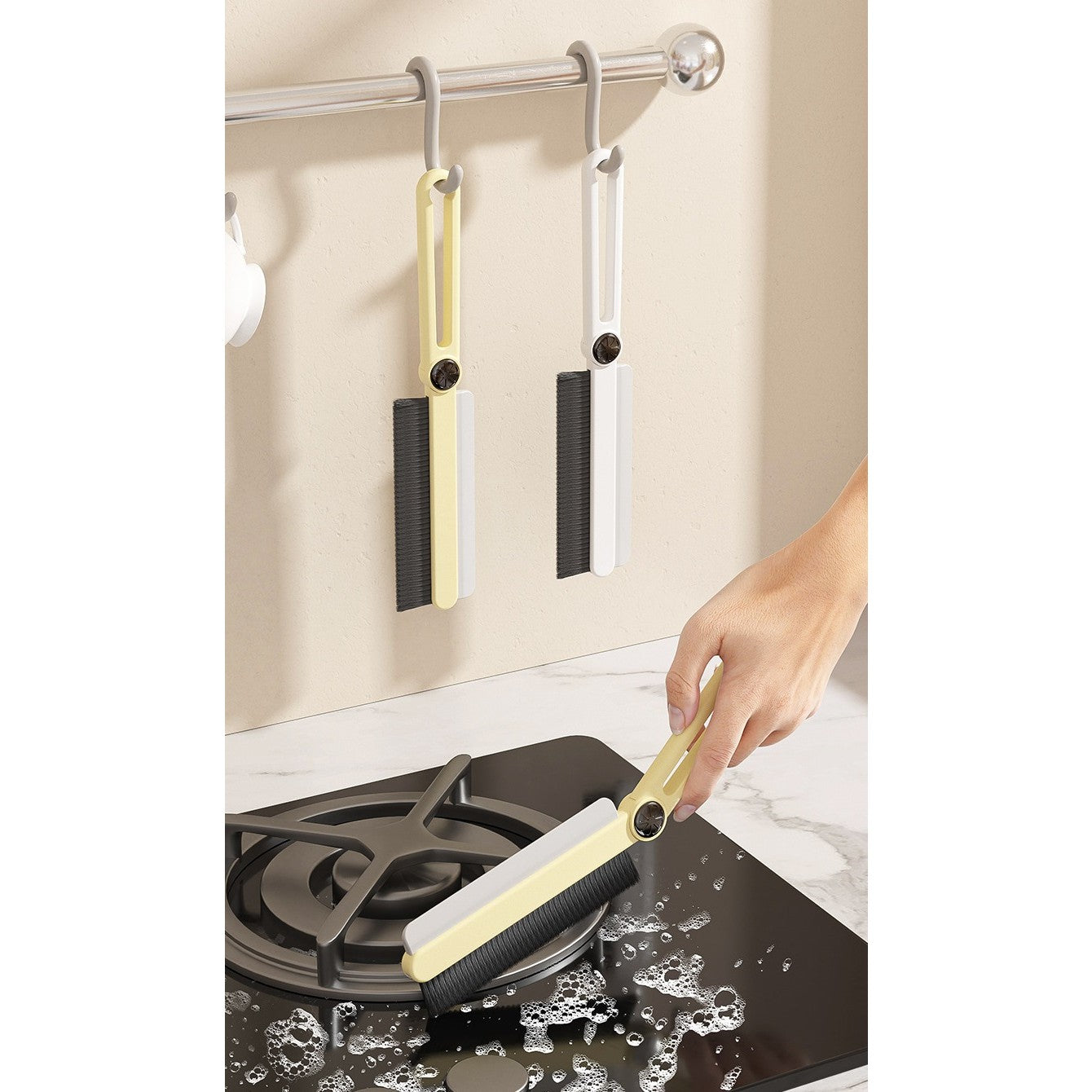 Perie Multifunctionala si Stergator, Pentru Spatii Greu Accesibile, 24.7 x 4.5 cm, Alb