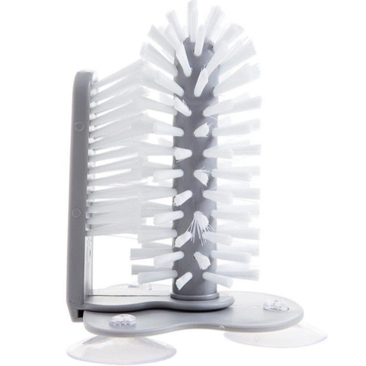 Perie de Curatat Pahare, Flippy, din Plastic, cu Ventuza, 17.5 x 14 cm, Gri