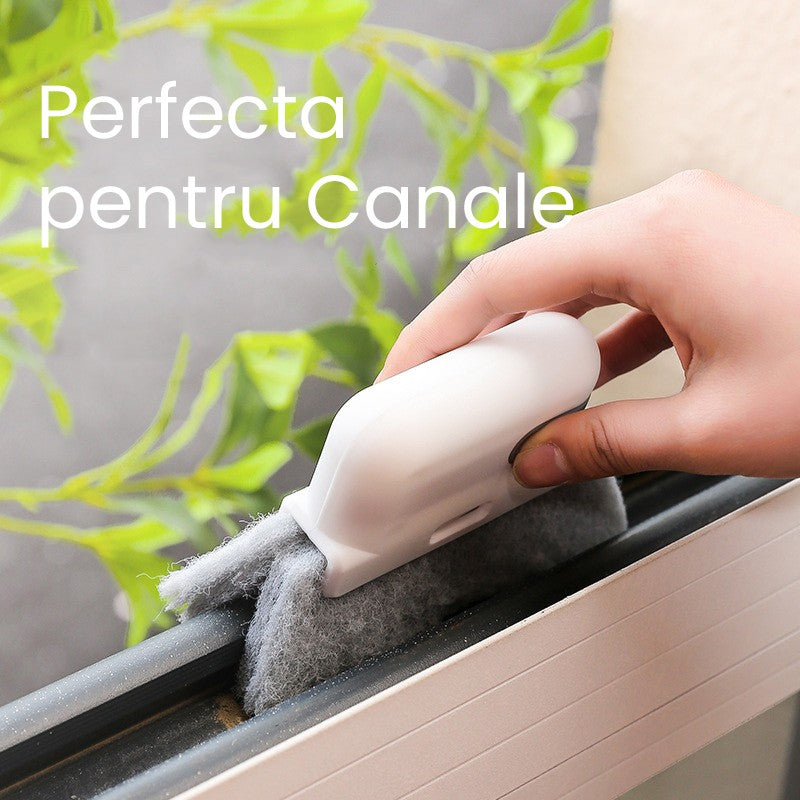 Perii de Curatat 2 in 1, Flippy, Perii pentru Canalele din Ferestre si Usi, Perii pentru Colturi Moarte, pentru Geamuri, locuri greu de accesat, Alb