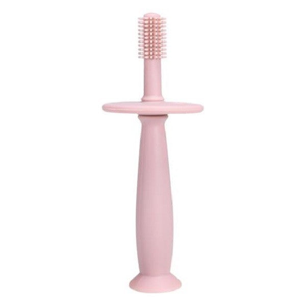 Periuta de Dinti din Silicon pentru Bebelusi, Flippy, fara BPA, 360 Grade, Bariera Anti-Inghitire, Maner Ergonomic, 12.5 x 15 cm, Roz