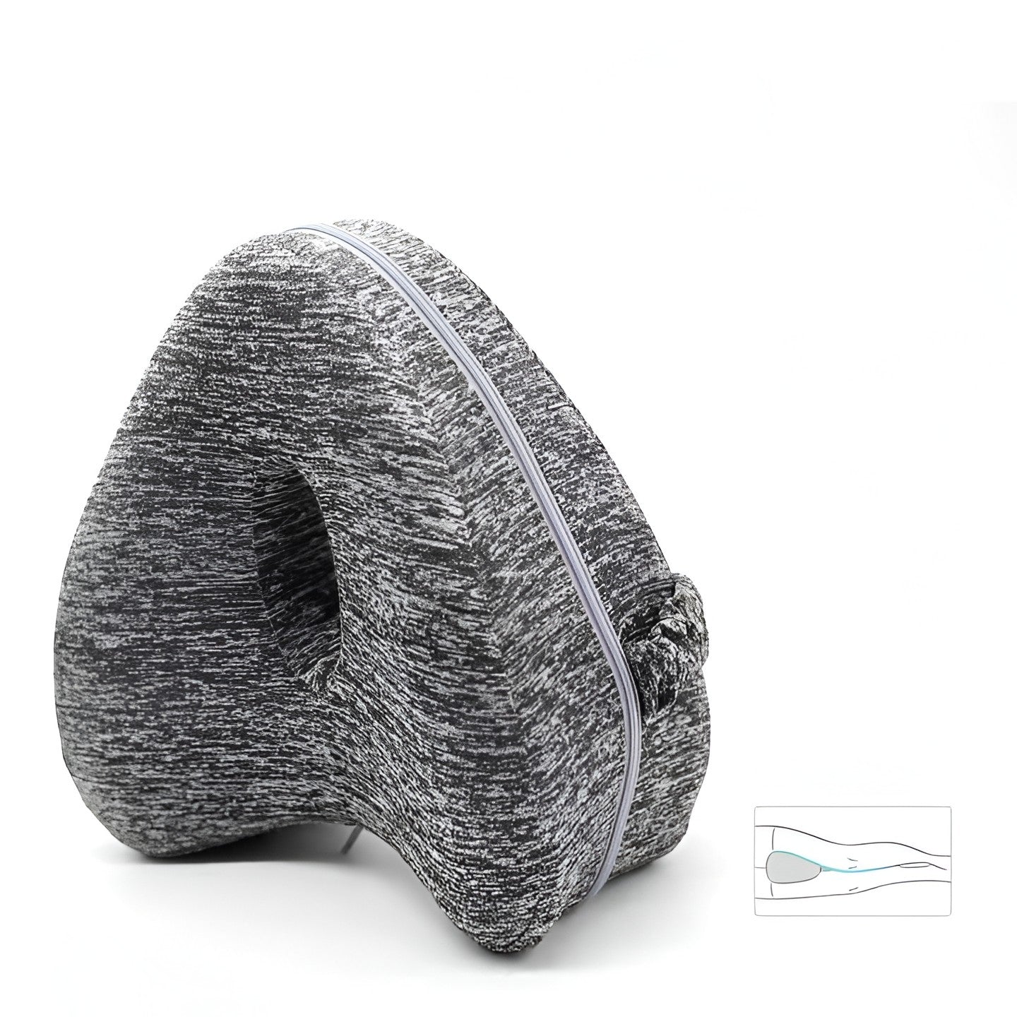 Perna Ortopedica pentru Picioare, Multifunctionala, Confortabilă, in Forma de Inima, Spuma cu Memorie, Curea Anti-cadere, 25x23x13 cm, Gri