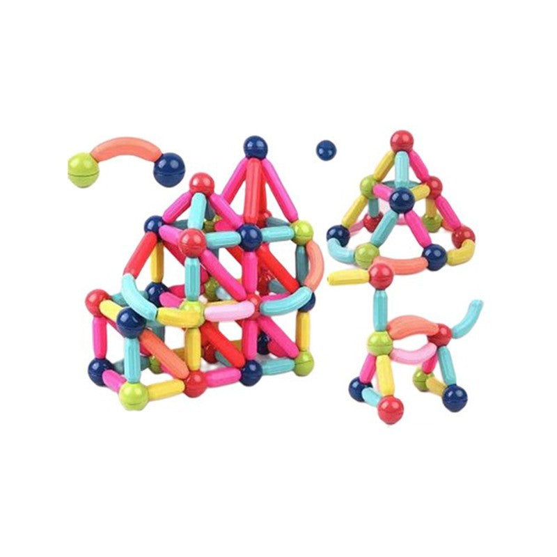 Piese Magnetice pentru Copii, Set din 128 de Piese de diferite Culori, Constructor Magnetic cu Posibilitatea de a Construii forme Nelimitate, Multicolor