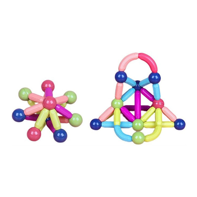 Piese Magnetice pentru Copii, Set din 138 de Piese de diferite Culori, Constructor Magnetic cu Posibilitatea de a Construii forme Nelimitate, Multicolor