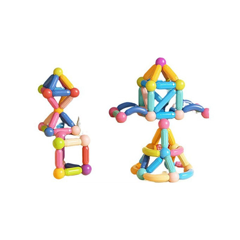Piese Magnetice pentru Copii, Set din 162 de Piese de diferite Culori, Constructor Magnetic cu Posibilitatea de a Construii forme Nelimitate, Multicolor