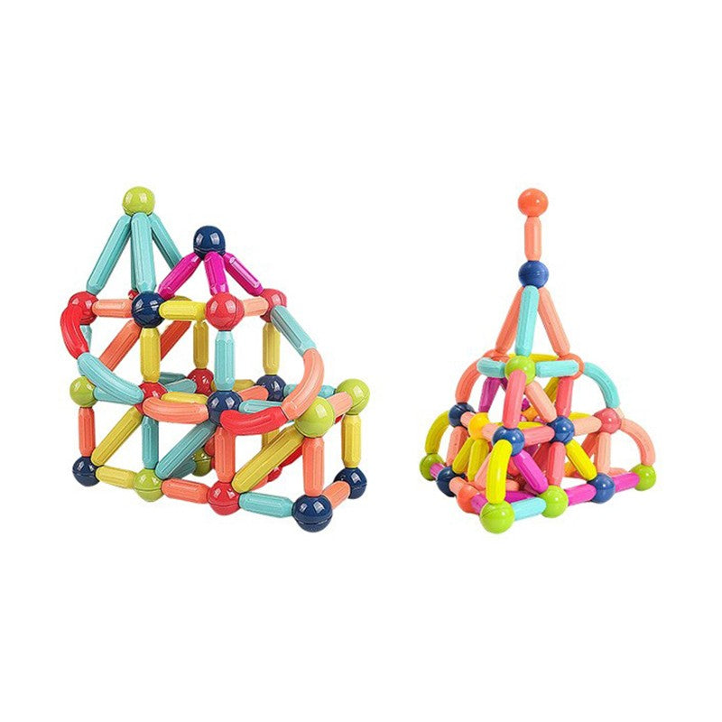 Piese Magnetice pentru Copii, Set din 198 de Piese de diferite Culori, Constructor Magnetic cu Posibilitatea de a Construii forme Nelimitate, Multicolor