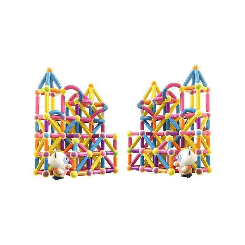 Piese Magnetice pentru Copii, Set din 258 de Piese de diferite Culori, Constructor Magnetic cu Posibilitatea de a Construii forme Nelimitate, Multicolor
