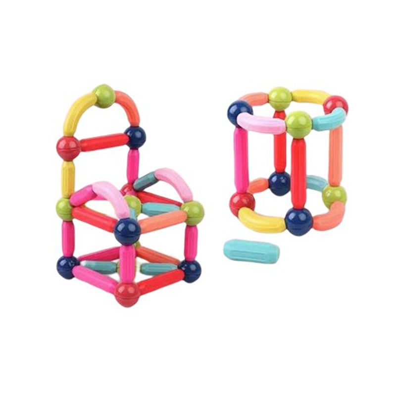 Piese Magnetice pentru Copii, Set din 68 de Piese de diferite Culori, Constructor Magnetic cu Posibilitatea de a Construii forme Nelimitate, Multicolor