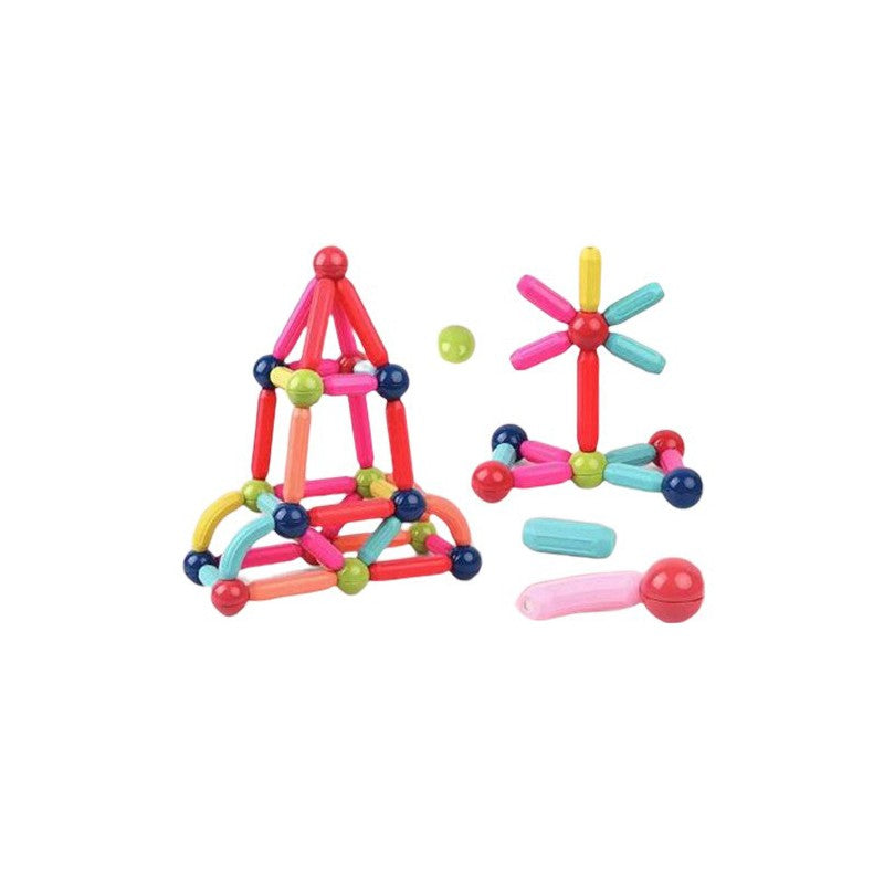 Piese Magnetice pentru Copii, Set din 82 de Piese de diferite Culori, Constructor Magnetic cu Posibilitatea de a Construii forme Nelimitate, Multicolor
