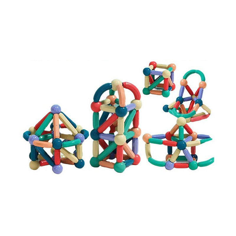 Piese Magnetice pentru Copii, Set din 88 de Piese de diferite Culori, Constructor Magnetic cu Posibilitatea de a Construii forme Nelimitate, Multicolor