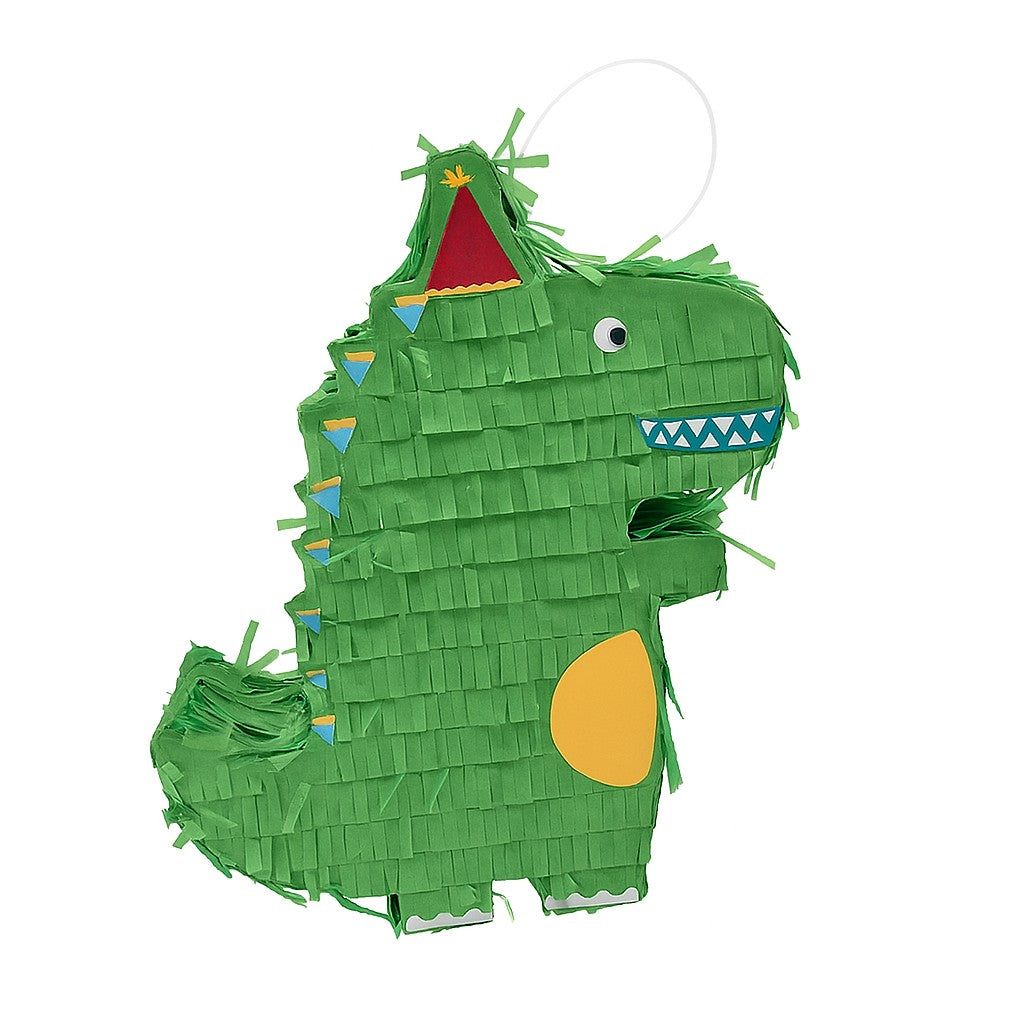 Pinata Dinozaur pentru Petrecere, Detalii Argintii, din Hartie si Carton, Pinata pentru Copii, 25 x 7 x 27 cm, Verde