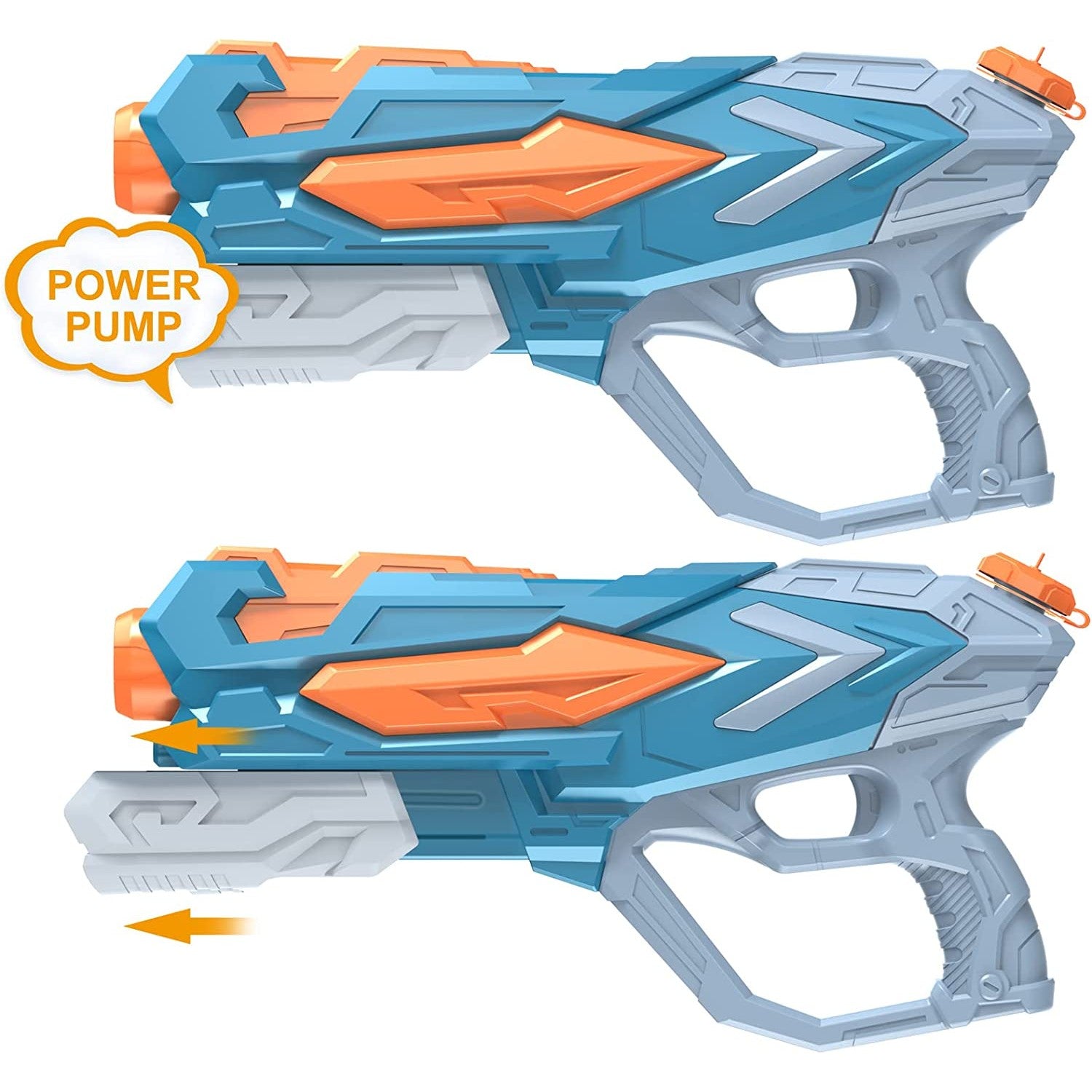 Pistol cu Apa pentru Copii, Rezervor, Pentru Piscina/Plaja, 6ani+, Albastru, 4 duze, 900ML