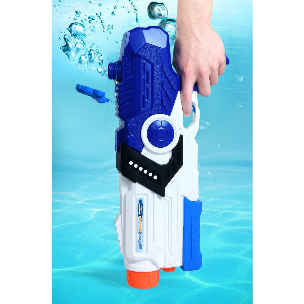 Pistol cu Apa pentru Copii, Rezervor, Pentru Piscina/Plaja, 6ani+, Albastru/Multicolor, 2000ML