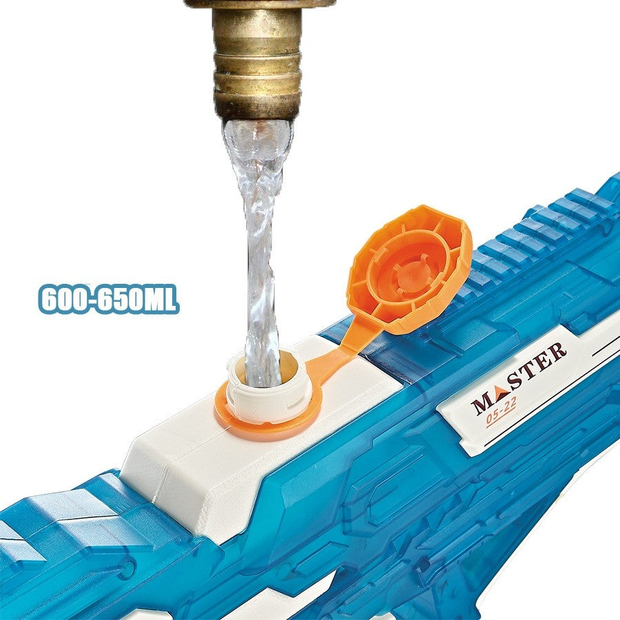 Pistol cu Apa Electric, +6 Ani, Rezervor 650 ml, Incarcare USB, din Plastic, 59 x 23 x 6 cm, Albastru