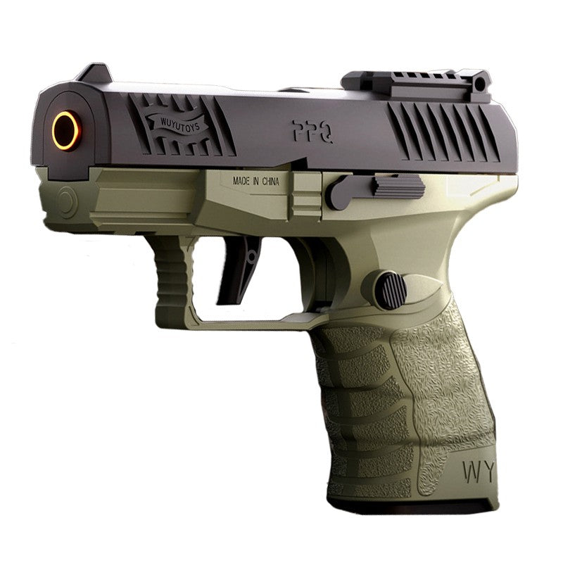 Pistol de jucarie GX4 cu Ejectie, de Explozie de buzunar, Makara BLOWBACK, Gloante Moi pentru Copii, 15 x 13 x 3.5 cm, Negru Verde deschis