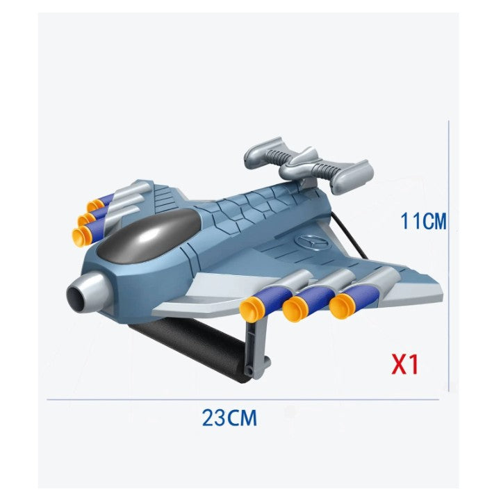 Jucaruie cu Lansator pentru Copii, Flippy, Lanseaza Manual, Tinta, Avion, 20 de Gloante din Material Moale, Joc Interactiv, 24x23.5x6.3 cm, Gri