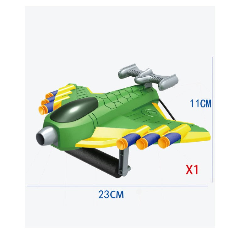 Jucaruie cu Lansator pentru Copii, Flippy, Lanseaza Manual, Tinta, Avion, 20 de Gloante din Material Moale, Joc Interactiv, 24x23.5x6.3 cm, Verde