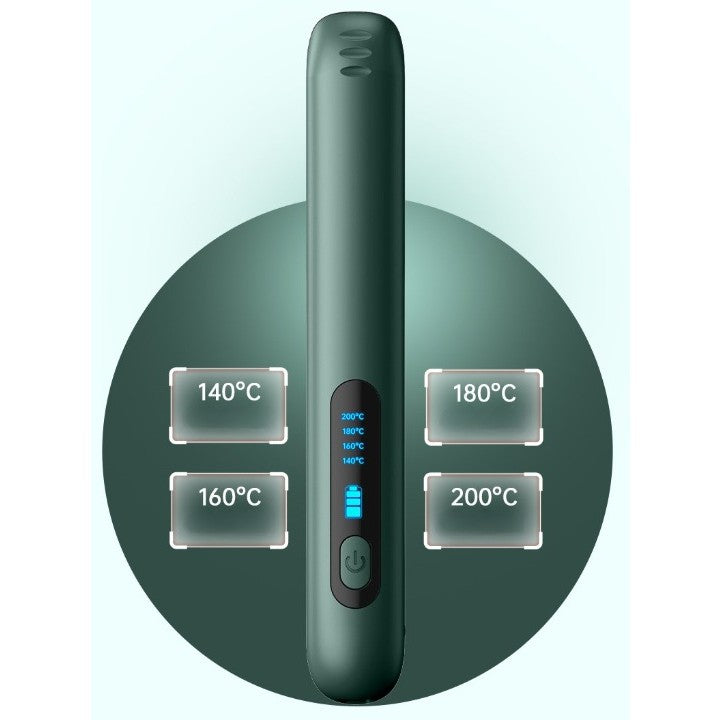 Placa de Par fara Fir, Adaptor Tip C, 4 Trepte de Temperatura, Tensiune 5V, Capacitate Baterie 5000 mAh, Indreptat, Ondulat, 23.5x3.3x4.5 cm, Verde