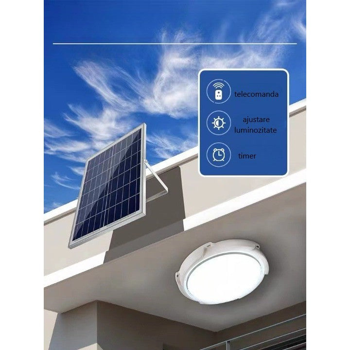 Plafoniera solara, 200 W, diametru 320 MM, cu telecomanda, Lungime prelungitor: 4.6 m, alb rece