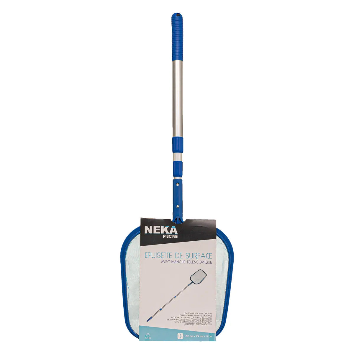 Plasa cu maner telescopic pentru curatare piscina, din aluminiu, 29x3x152 cm