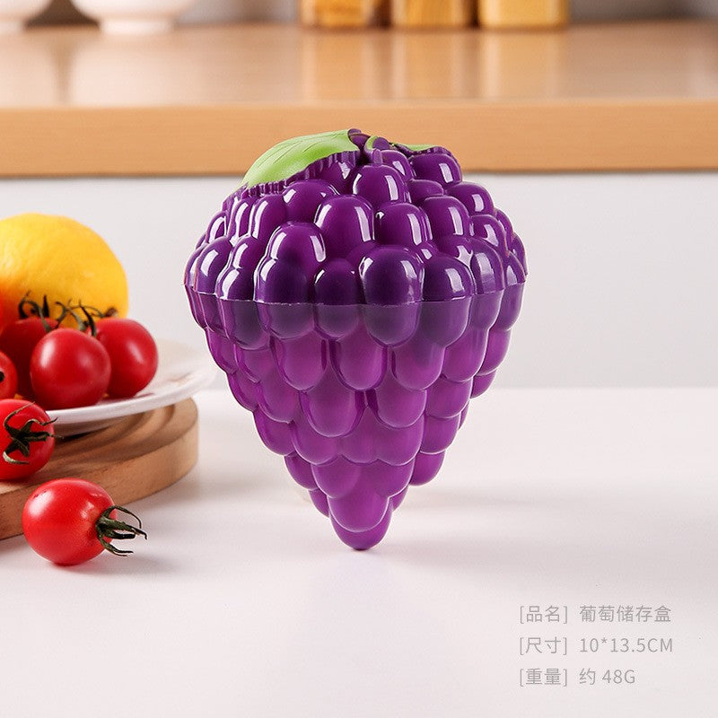 Cutie de depozitare si pastrare a alimentelor, Plastic, Model Strugure, 10x10x13.5 cm, Mov