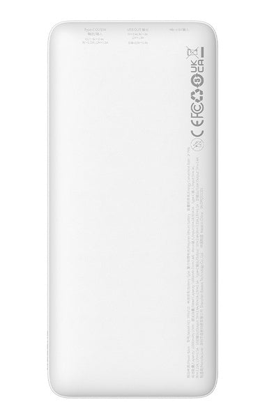 POWER BANK Baseus Airpow, 10000mAh, 20W, 1 x USB; 1 x USB Type-C input/output, total 3A, include cablu USB la USB Type-C de 30cm, alb, "PPQD090002" - 6932172626891