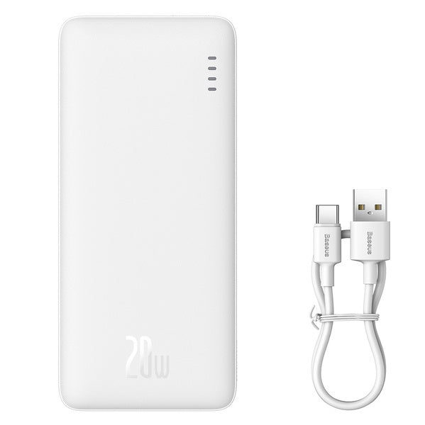 POWER BANK Baseus Airpow, 10000mAh, 20W, 1 x USB; 1 x USB Type-C input/output, total 3A, include cablu USB la USB Type-C de 30cm, alb, "PPQD090002" - 6932172626891