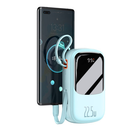 POWER BANK Baseus Qpow2 Digital Display, 20000mAh, 22.5W, 2 x USB Type-C output/input, 1 x Lightning, 1 x USB, include cablu USB la USB Type-C 30cm, albastru "PPQD030103" - 6932172618179