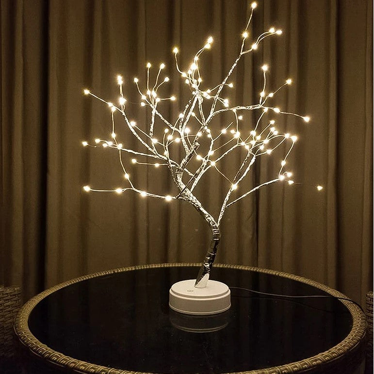 Pom decorativ luminat pentru Craciun, pentru interior/exterior, Arbore cu baterii + USB, 108 LED-uri, alb cald
