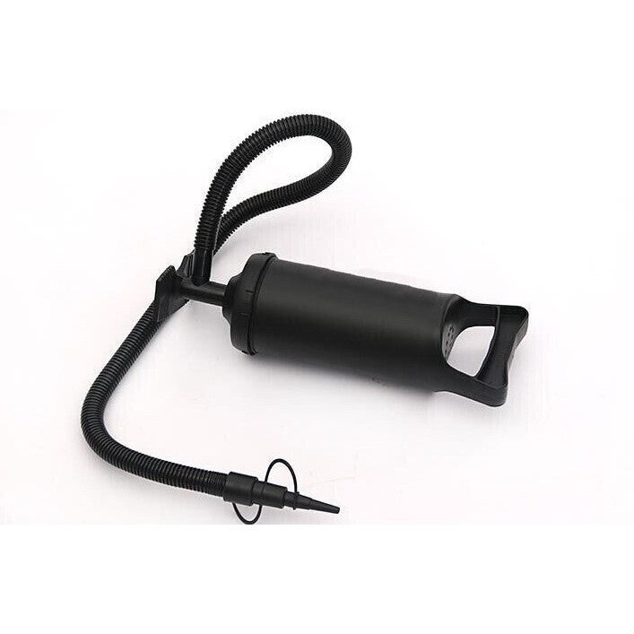Pompa manuala pentru umflat obiecte gonflabile, colace, saltele, cu 3 adaptori pentru interconectare si furtun, negru