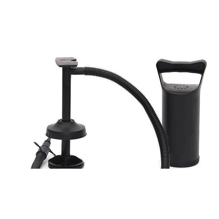 Pompa manuala pentru umflat obiecte gonflabile, colace, saltele, cu 3 adaptori pentru interconectare si furtun, negru