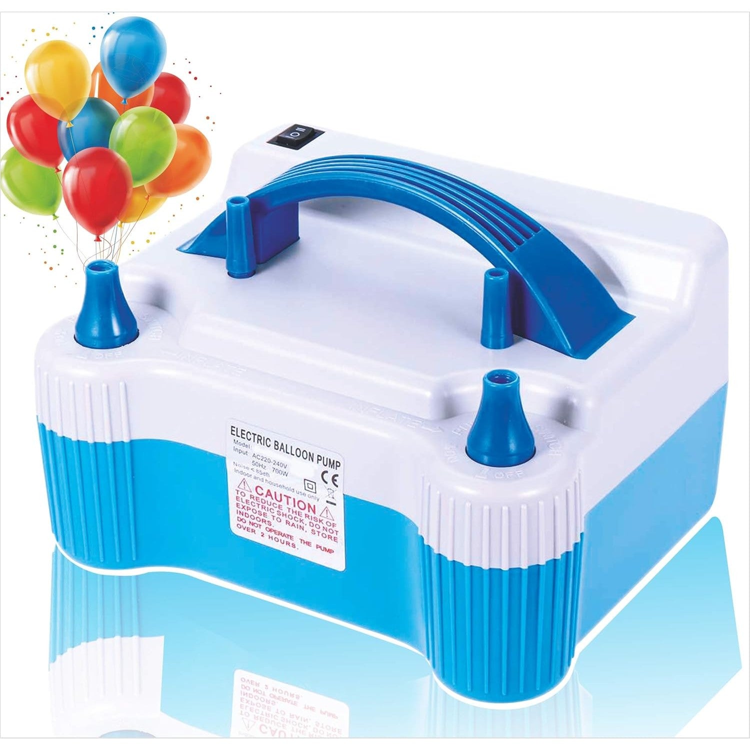Pompa Electrica Pentru Umflat Baloane, 700 W, Doua Capete de Umflat, din Plastic, Albastru