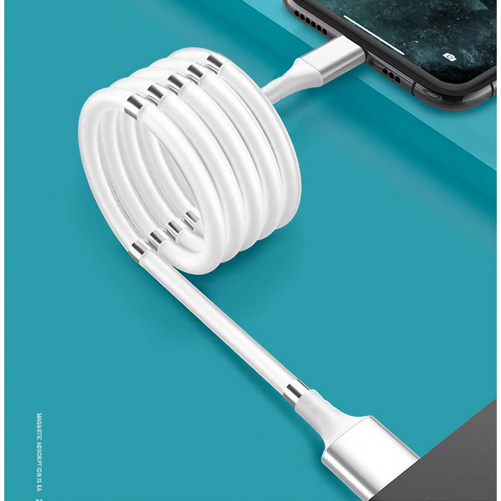 Cablu de incarcare rapida, USB, compatibil Iphone, cu absorbtie magnetica, 1 m, alb