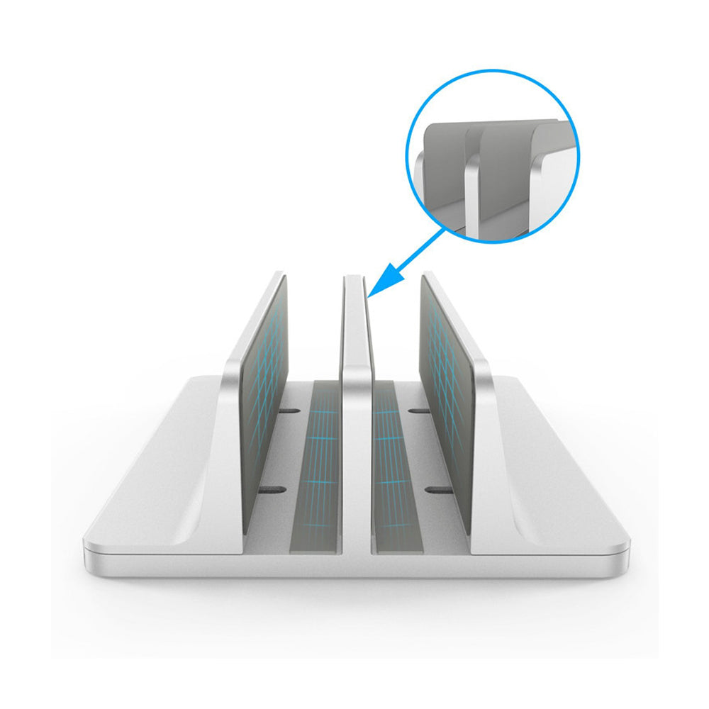 STAND SPACER vertical, notebook 14/17", dublu, protectie impotriva zgarieturilor, latime ajustabila, argintiu, aluminiu sablat, "SPS-Vertical"
