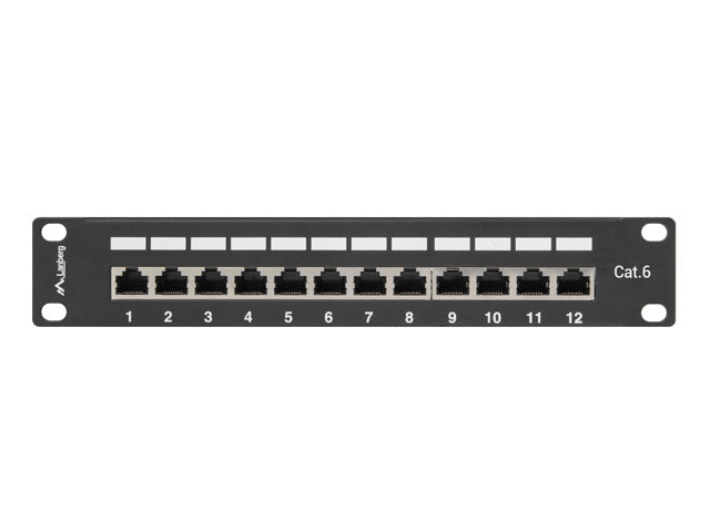 Patch panel 12 porturi 1U Cat.6 FTP negr "PPF6-9012-B"