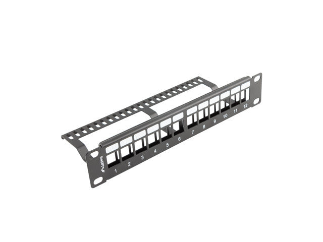 Patch panel gol 12 porturi 1U negru "PPKS-9112-B"
