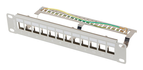 Patch panel gol 12 porturi 1U 10" gri V2 Lanberg "PPKS-9212-S"