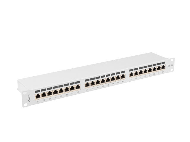 Patch panel 24 porturi 1U Cat.6A FTP gri "PPSA-1024-S"