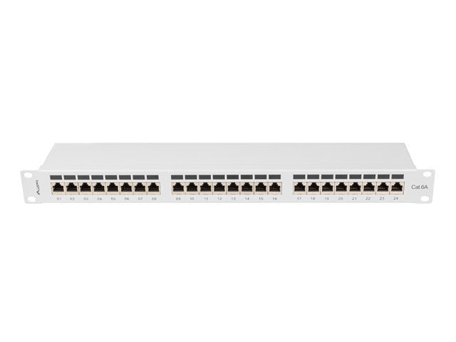 Patch panel 24 porturi 1U Cat.6A FTP gri "PPSA-1024-S"