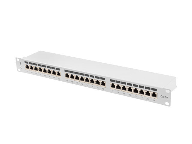 Patch panel 24 porturi 1U Cat.6A FTP gri "PPSA-1024-S"