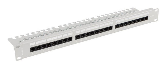 Patch panel 24 porturi 1U Cat.6A UTP gri "PPUA-1124-S"