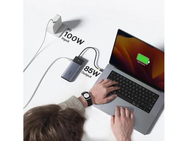 DOCKING Station Baseus Metal Gleam Series II 7-in-1, conec PC USB-C, USB 3.0x3, USB Type-Cx1, USB-Type-Cx1 PD 100W, HDMIx2/4K/60Hz,LED, gri "B00061806813-00" - 6932172657659