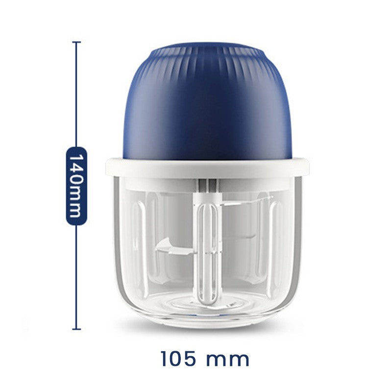 Tocator Electric pentru Bucatarie, Model Presa Electrica pentru Legume Fructe Carne Umpluturi Sosuri, Otel Inoxidabil, 14 x 10.5 x 10.5 cm, 350 ml, Albastru Inchis