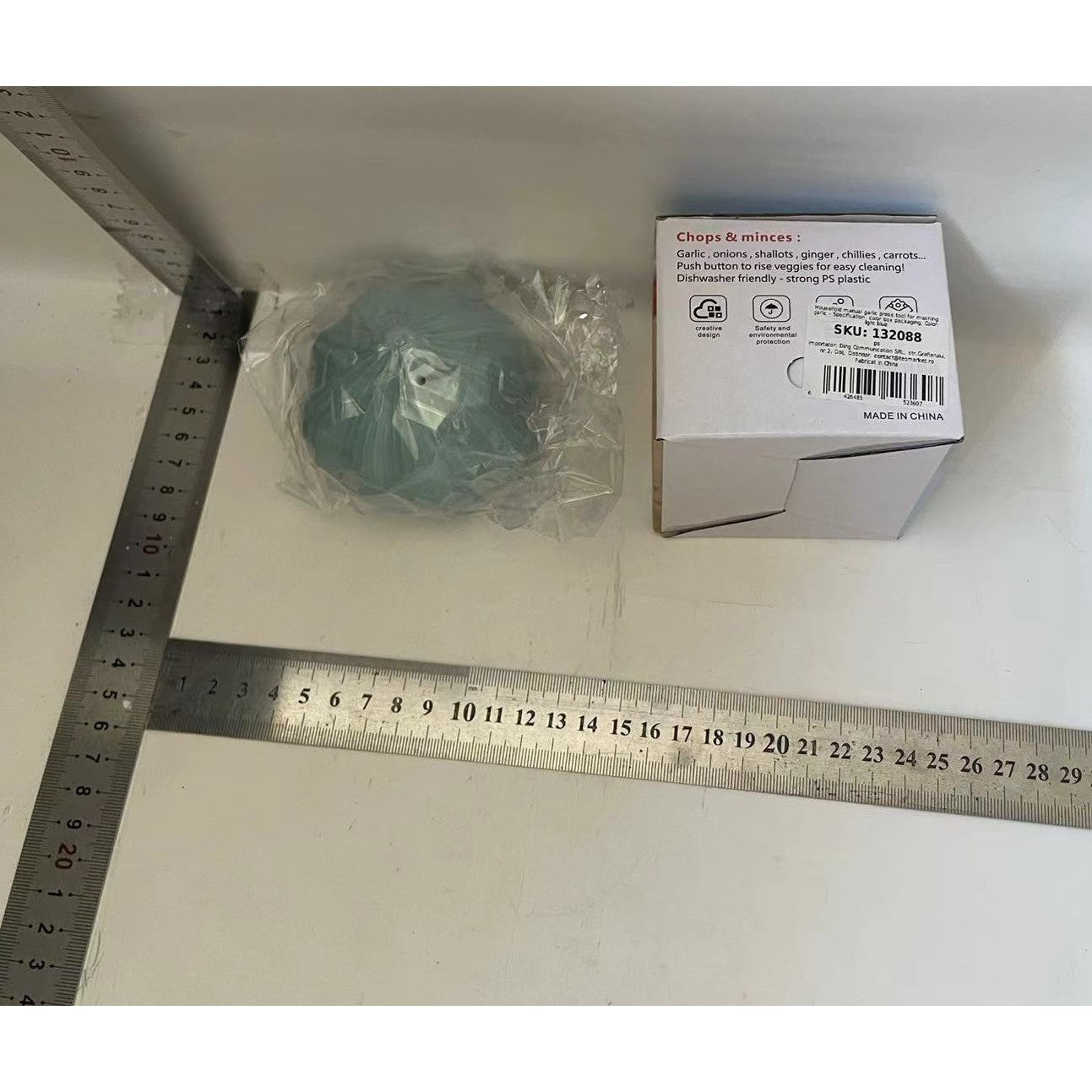 Presa Manuala pentru Usturoi, Model Usturoi, 7 x 7.5 cm, din Plastic, Albastru Deschis